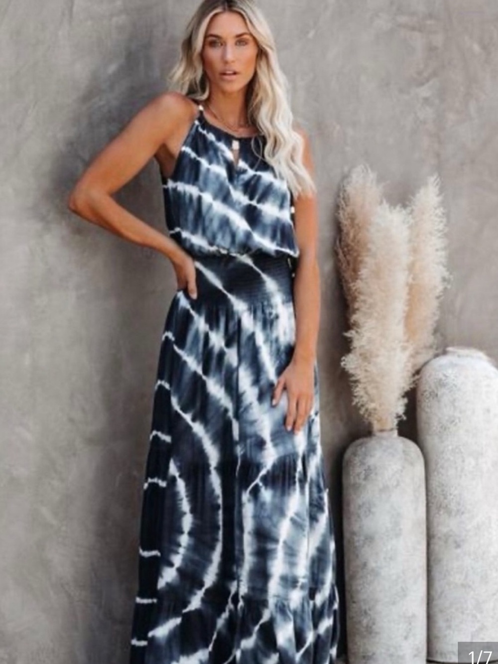 Promesa Just a Dream Blue Tie Dye Maxi Dress size large women’s